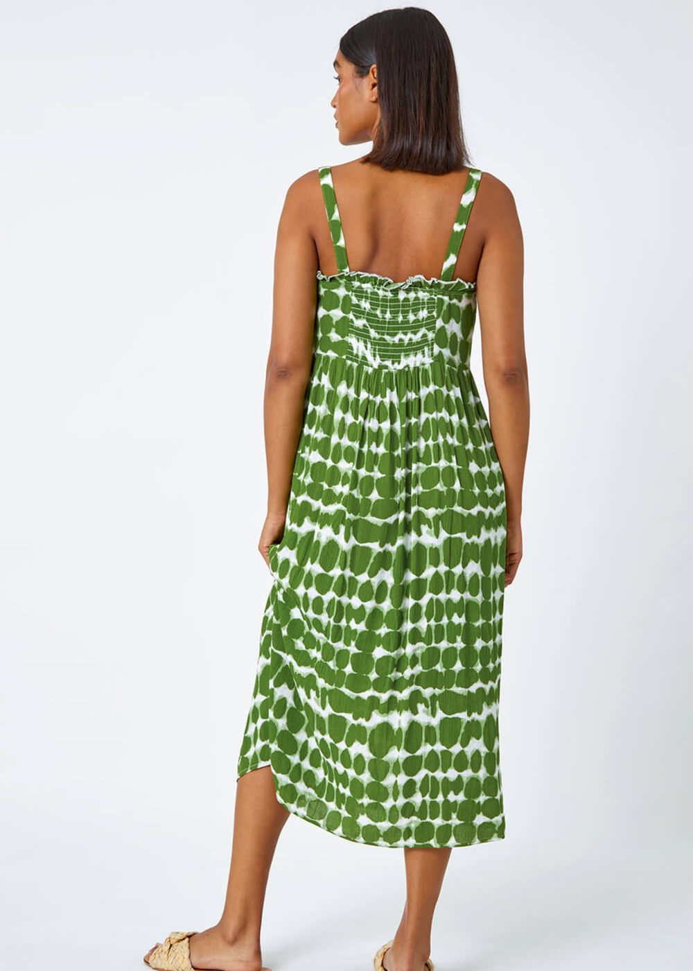 Roman Khaki Tie Dye Spot Print Midi Sundress - 10 Image 2
