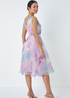 Roman Light Pink Floral Print Chiffon Organza Fit & Flare Dress - 20 Image 2