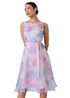 Roman Light Pink Floral Print Chiffon Organza Fit & Flare Dress - 20 Image 1