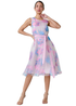 Roman Light Pink Floral Print Chiffon Organza Fit & Flare Dress - 20 Image 3