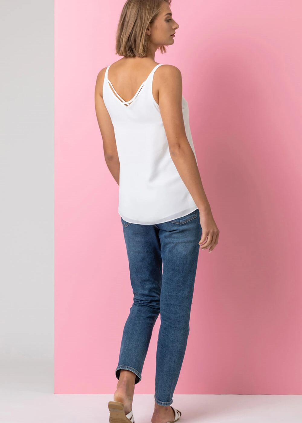 Roman Ivory Cross Back V-Neck Camisole - 6 Image 2
