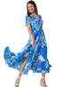 Roman Blue Patchwork Paisley Frilled Hem Maxi Dress - 14 Image 3
