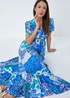 Roman Blue Patchwork Paisley Frilled Hem Maxi Dress - 14 Image 4