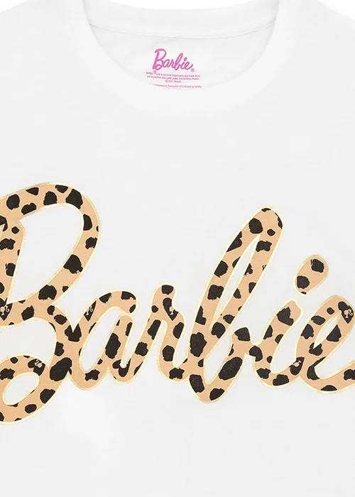 Barbie White Animal Print Pyjama Set - Small Image 4
