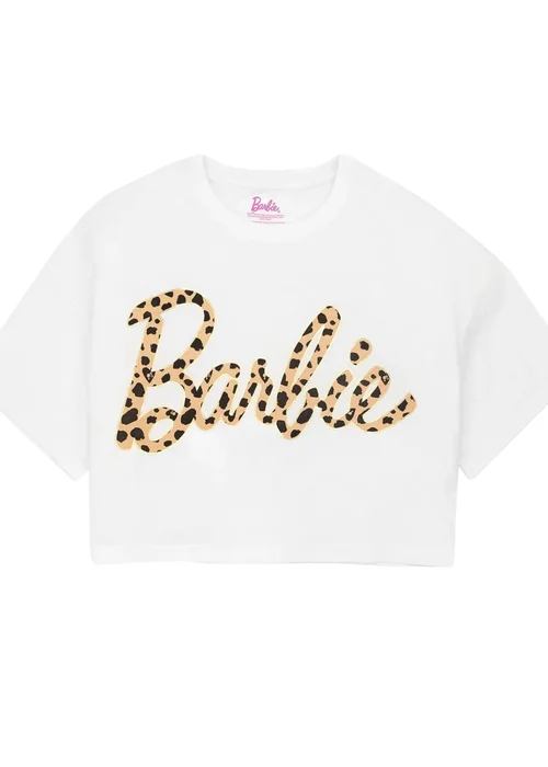 Barbie White Animal Print Pyjama Set - Small Image 3