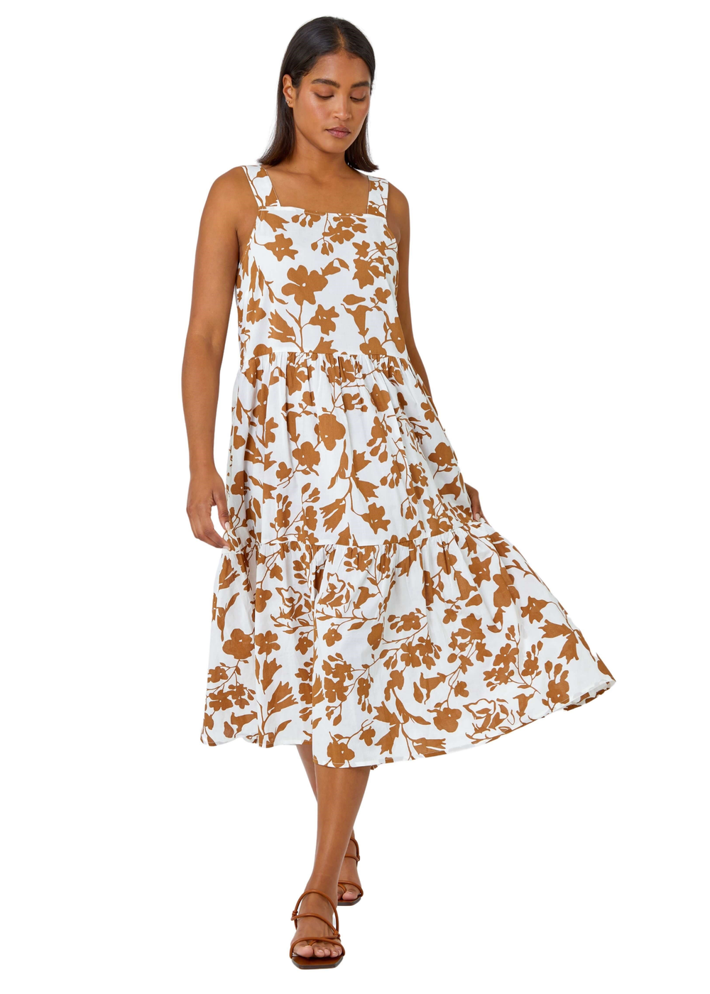 Roman Biscuit Sleeveless Cotton Floral Midi Dress - 16 Image 3