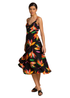 Roman Black Floral Print Tie Front Midi Dress - 14 Image 1