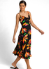 Roman Black Floral Print Tie Front Midi Dress - 14 Image 3