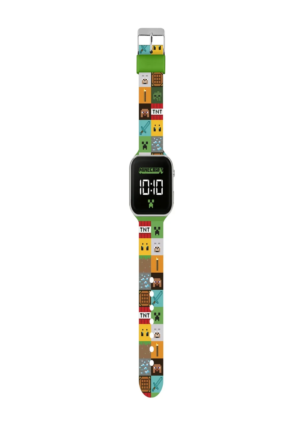 Minecraft Green Printed Strap LED Watch - One Size Image 1