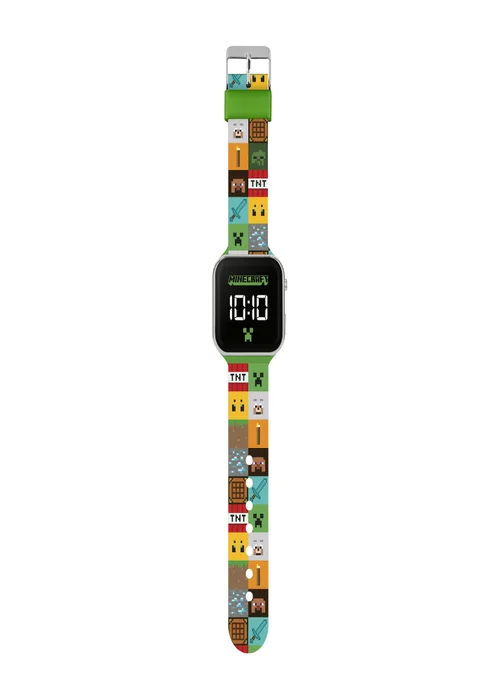 Minecraft Green Printed Strap LED Watch - One Size Image 1