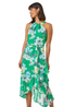 Roman Green Floral Asymmetric Belted Midi Dress - 12 Image 1