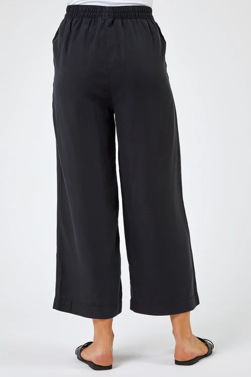Roman Black Tie Waist Detail Culottes - 6 Image 2