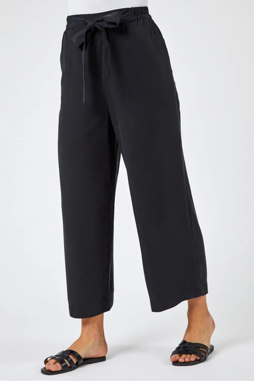 Roman Black Tie Waist Detail Culottes - 6 Image 1