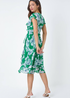 Roman Green Floral Print Chiffon Frill Wrap Midi Dress - 6 Image 2