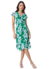 Roman Green Floral Print Chiffon Frill Wrap Midi Dress - 6 Image 1