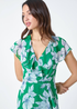 Roman Green Floral Print Chiffon Frill Wrap Midi Dress - 6 Image 4