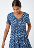 Roman Blue Zig Zag Pocket Tiered Smock Dress - 12 Image 4