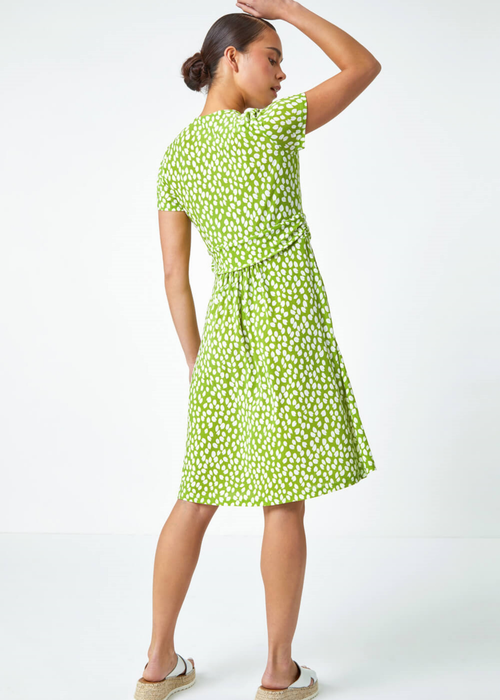 Roman Lime Petite Spot Print Wrap Stretch Dress - 12 Image 2