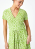 Roman Lime Petite Spot Print Wrap Stretch Dress - 12 Image 4