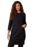 Roman Black Ribbed Pocket Detail Stretch Shift Dress - 22 Image 1