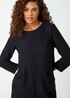 Roman Black Ribbed Pocket Detail Stretch Shift Dress - 22 Image 4