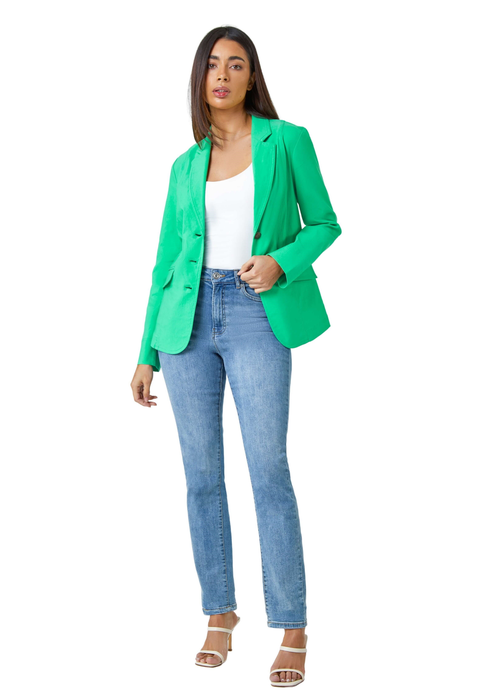 Roman Pale Green Button Detail Stretch Blazer - 10 Image 3