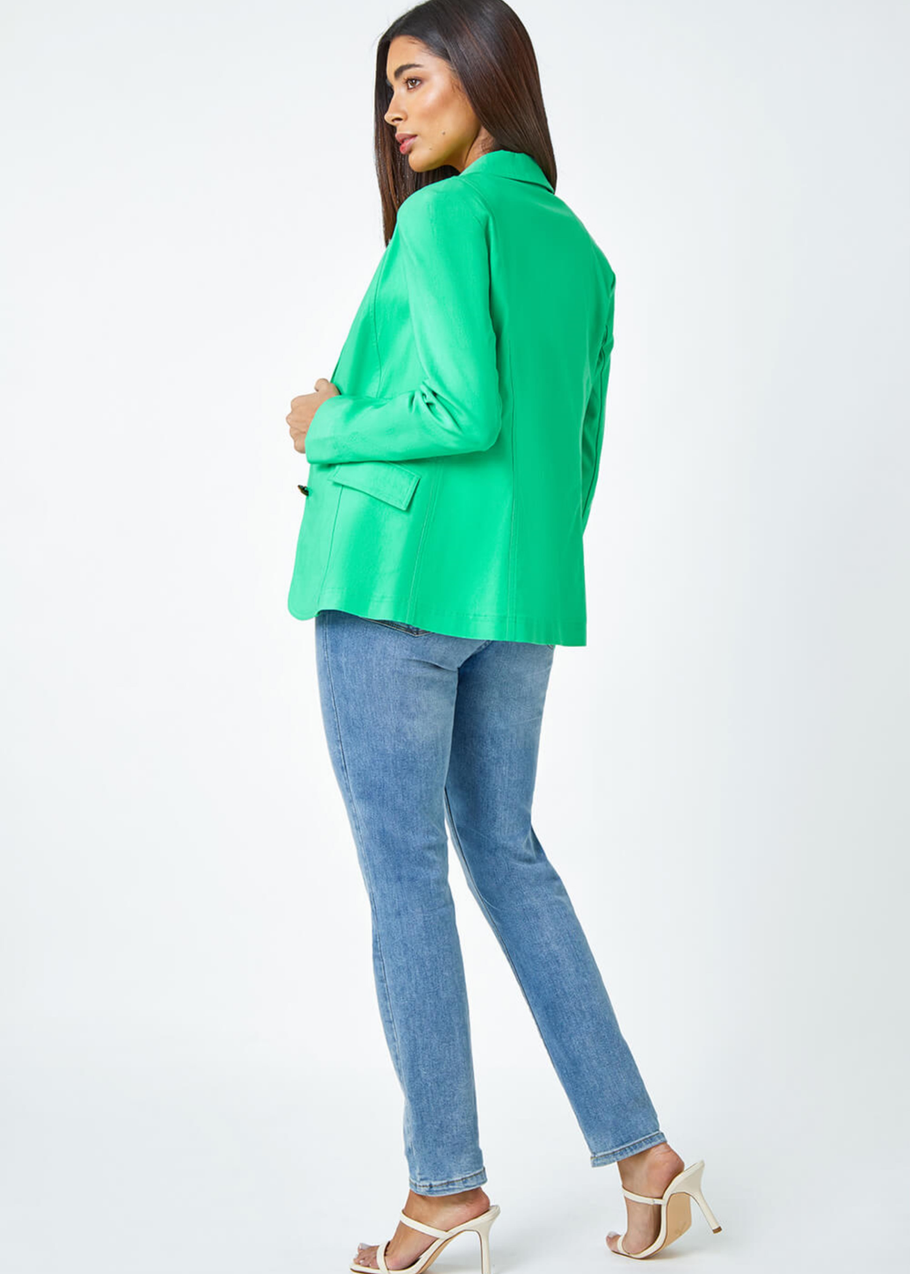 Roman Pale Green Button Detail Stretch Blazer - 10 Image 2
