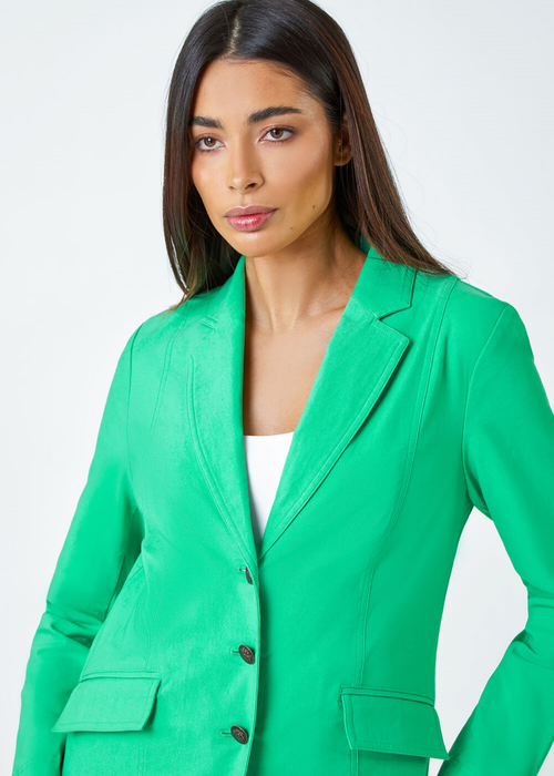 Roman Pale Green Button Detail Stretch Blazer - 10 Image 4