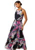 Roman Black Floral Border Print Pleated Maxi Dress - 22 Image 1
