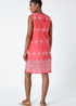 Roman Coral Broderie Contrast Hem Cotton Shift Dress - 18 Image 2