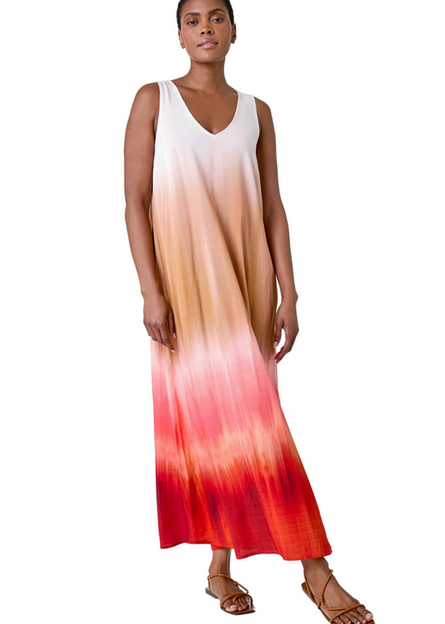 Roman Red Sleeveless Ombre Midi Dress - 16 Image 3