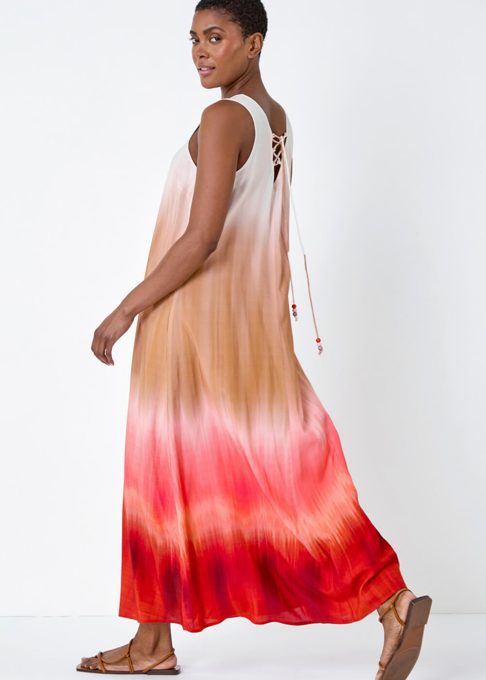 Roman Red Sleeveless Ombre Midi Dress - 16 Image 2