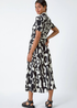 Roman Black Abstract Print Fit & Flare Shirt Dress - 24 Image 2