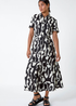 Roman Black Abstract Print Fit & Flare Shirt Dress - 24 Image 4