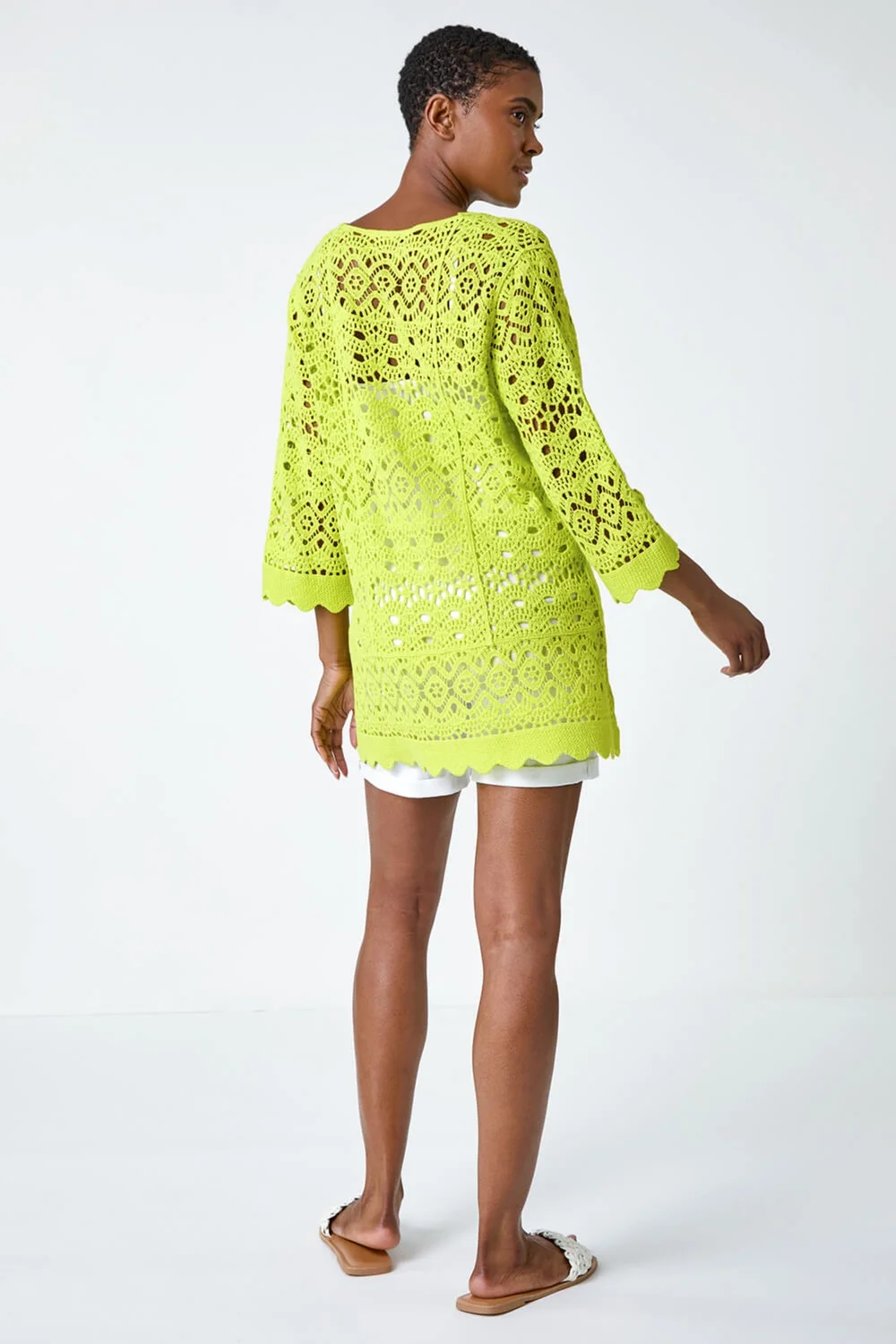 Roman Lime Cotton Crochet Tunic Top - 10 Image 3