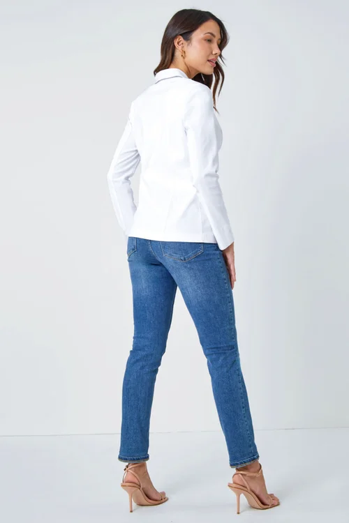 Roman White Button Detail Stretch Blazer - 16 Image 3
