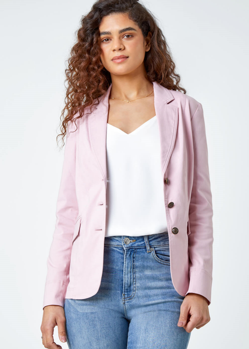 Roman Light Pink Stretch Button Detail Blazer - 24 Image 1