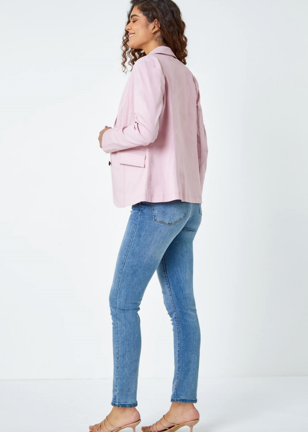 Roman Light Pink Stretch Button Detail Blazer - 24 Image 2