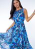Roman Blue Petite Abstract Print Pleated Dress - 24 Image 3