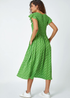 Roman Green Frill Sleeve Spot Shirred Midi Dress - 10 Image 2