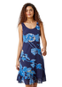Roman Navy Floral Print Cotton Layered Dress - 18 Image 3