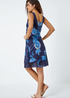 Roman Navy Floral Print Cotton Layered Dress - 18 Image 2