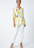 Roman Yellow Floral Print Wrap Hem V-Neck Tunic Top - Size 24 Image 3