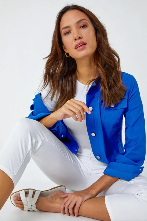 Roman Royal Blue Stretch Pocket Detail Jacket - 6 Image 3
