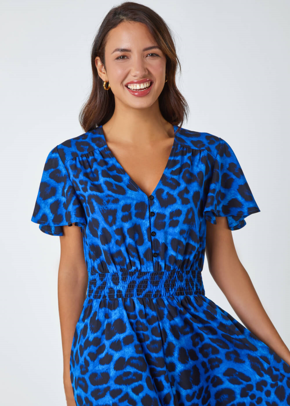Roman Royal Blue Leopard Print Midi Stretch Dress - 22 | Matalan Roman Royal Blue Leopard Print Midi Stretch Dress - 22 | Matalan