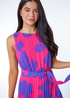 Roman Pink Petite Linear Floral Print Pleated Dress - 24 Image 4