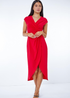 Roman Red Petite Ruched Wrap Midi Dress - 16 Image 3