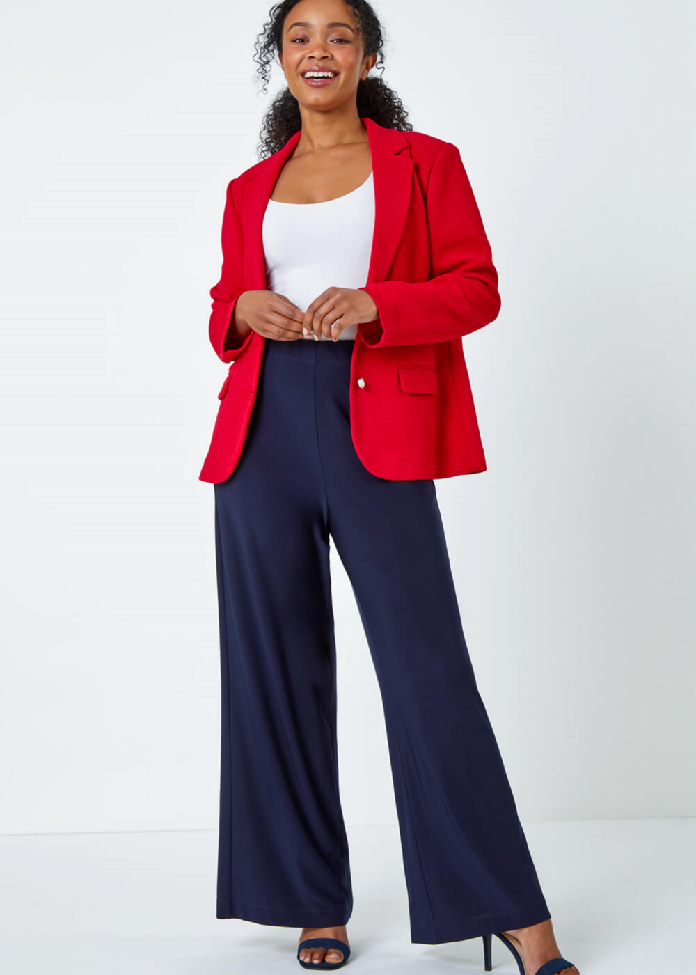 Roman Red Petite Textured Stretch Blazer - 18 Image 3