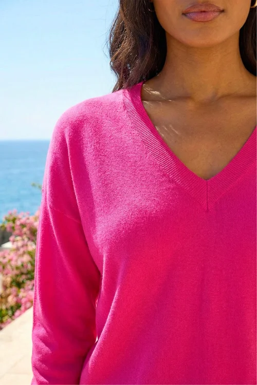 Roman Fuchsia V-Neck Stretch Jumper - 24 Image 4