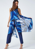 Roman Royal Blue Full Length Printed Overlay Jumpsuit - Size 16 Image 3